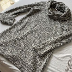 black grey white speckled sweater dress